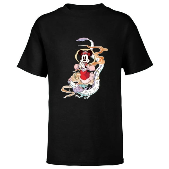 Disney Minnie Mouse 2024 Lunar New Year of the Dragon - Short Sleeve T-Shirt for Kids - Customized-Black