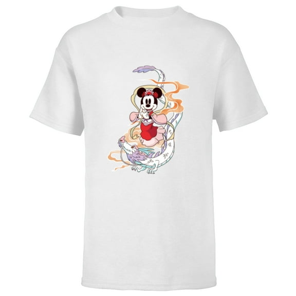 Disney Minnie Mouse 2024 Lunar New Year of the Dragon - Short Sleeve T-Shirt for Kids - Customized-White