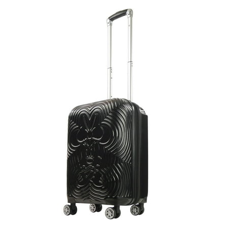 Disney Minnie Mouse 21 Inch Rolling Luggage, Molded Hardshell Carry On Suitcase with Wheels, Black