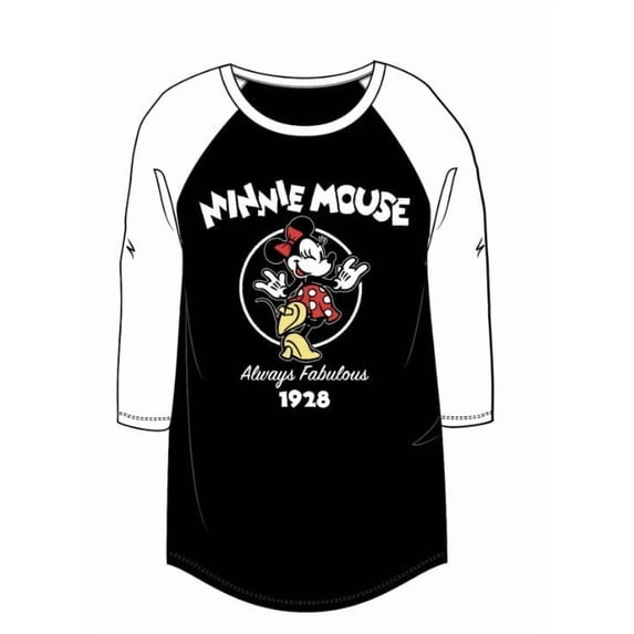 Disney Minnie Mouse 3/4 Sleeve Raglan Tee (Women's or Women's Plus), XS-XXL