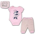 thumbnail image 1 of Disney Minnie Mouse 3 Pack Jogger, Onesie and Bib Set for Girls, Bodysuit Bundle for Baby, Size 3M Pink, 1 of 4