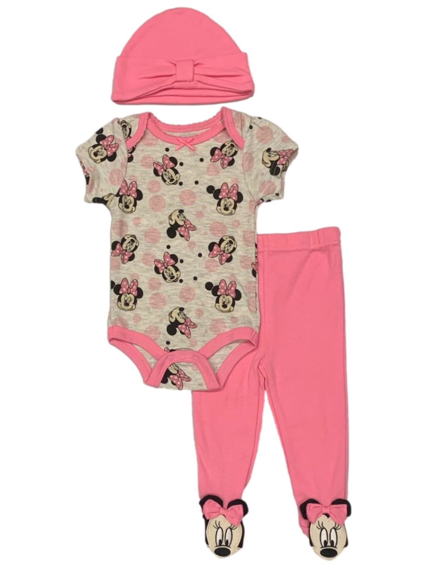 Disney Minnie Mouse 3 Piece Bodysuit and Pants Layette Set (Baby Girls)