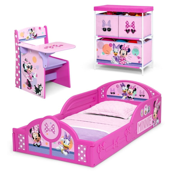 Open Box Disney Minnie Mouse 3-Piece Toddler Bedroom Set by Delta Children, Pink