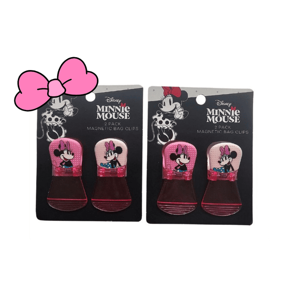 Disney Minnie Mouse 4 Pack Magnetic Bag Chip Clips, Pink