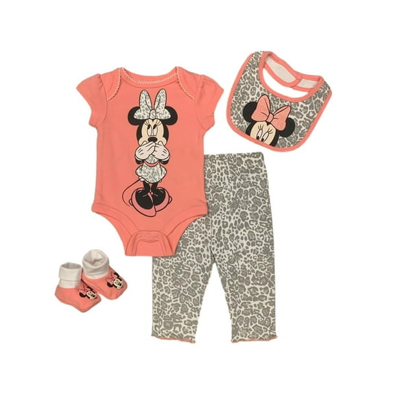 Disney Minnie Mouse 4 Piece Bodysuit and Pants Layette Set (Baby Girls)