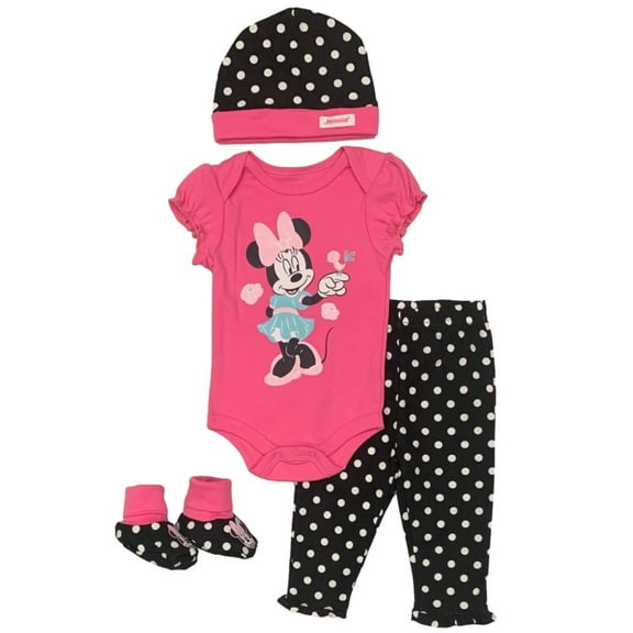 Disney Minnie Mouse 4 Piece Bodysuit and Pants Layette Set (Baby Girls)