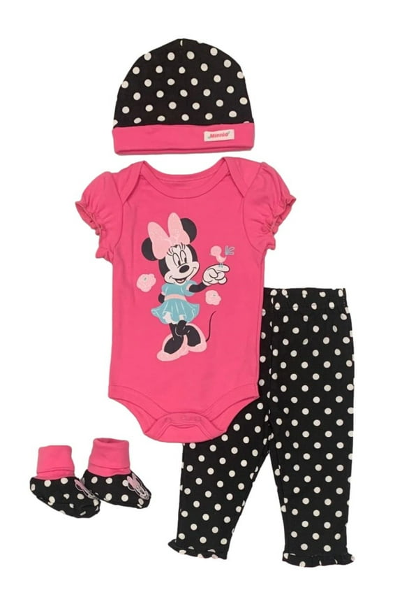 Minnie Mouse 4 Piece Bodysuit and Pants Layette Set (Baby Girls)