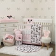 thumbnail image 1 of Disney Minnie Mouse 6 Piece Nursery Crib Bedding Set, Comforter, Two 100% Cotton Fitted Crib Sheets, Dust Ruffle, Baby Blanket, Changing Pad Cover, Pink, Grey & White, 1 of 5