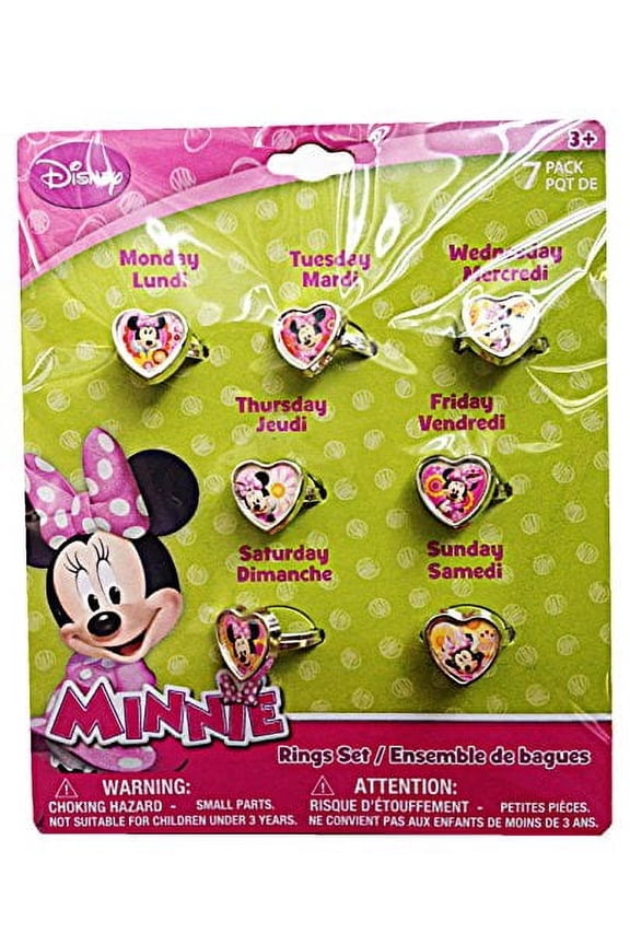 Minnie Mouse 7 Days Heart Shaped Week Rings Set