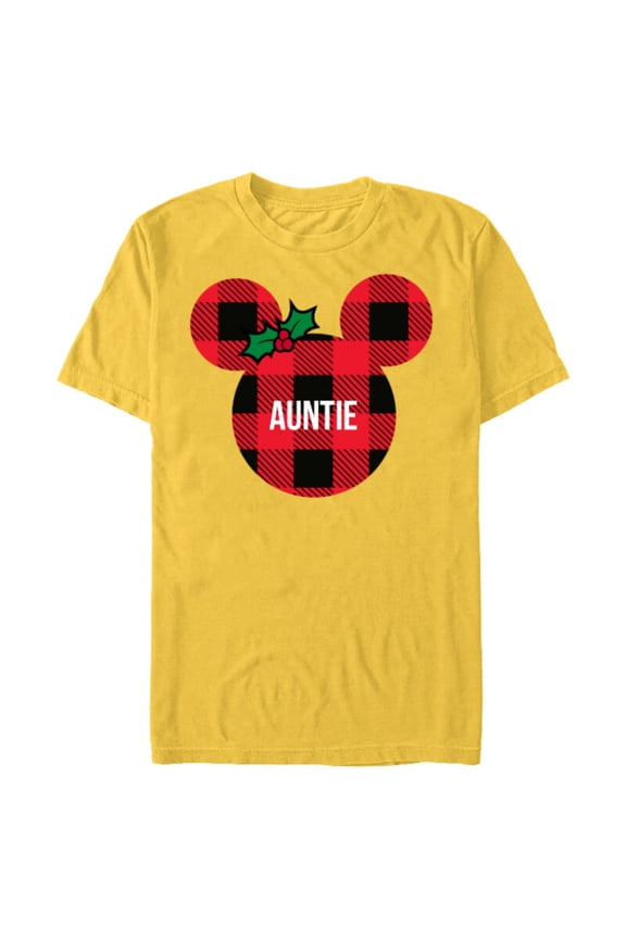 Minnie Mouse AUNTIE Holiday Family - Short Sleeve Blended T-Shirt for Adults - Customized-Yellow