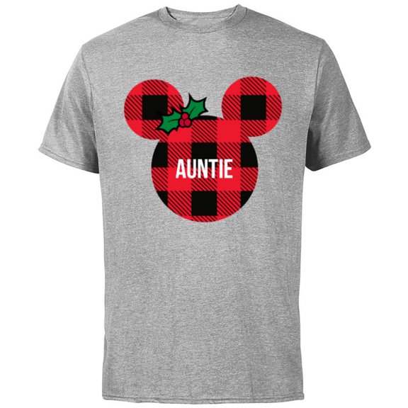 Disney Minnie Mouse AUNTIE Holiday Family - Short Sleeve Cotton T-Shirt for Adults - Customized-Athletic Heather