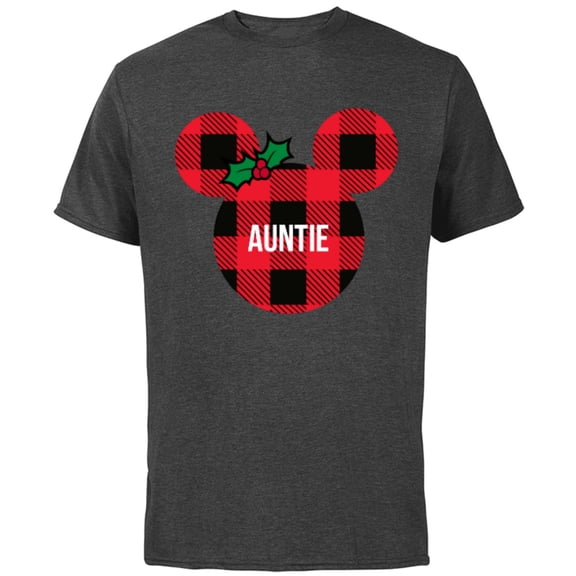Disney Minnie Mouse AUNTIE Holiday Family - Short Sleeve Cotton T-Shirt for Adults - Customized-Charcoal