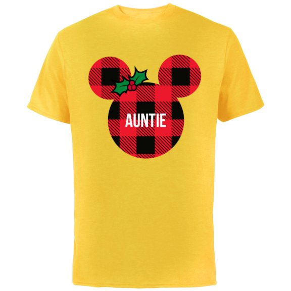 Disney Minnie Mouse AUNTIE Holiday Family - Short Sleeve Cotton T-Shirt for Adults - Customized-Yellow