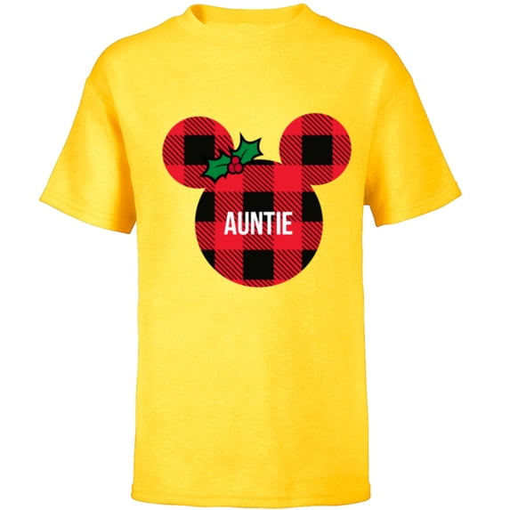 Disney Minnie Mouse AUNTIE Holiday Family - Short Sleeve T-Shirt for Kids - Customized-Yellow