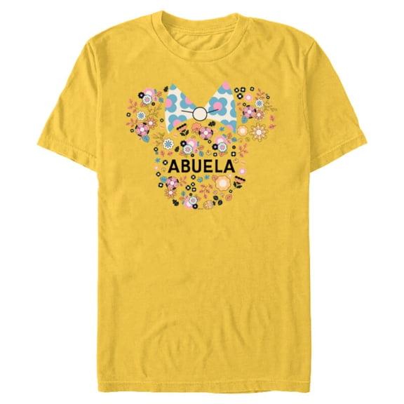 Disney Minnie Mouse Abuela Icon Flowers Día de la Madre - Short Sleeve Blended T-Shirt for Adults - Customized-Yellow