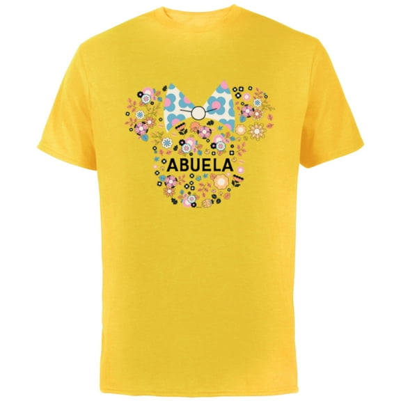Disney Minnie Mouse Abuela Icon Flowers Día de la Madre - Short Sleeve Cotton T-Shirt for Adults - Customized-Yellow