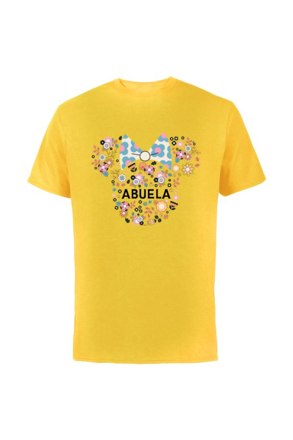 Minnie Mouse Abuela Icon Flowers Día de la Madre - Short Sleeve Cotton T-Shirt for Adults - Customized-Yellow