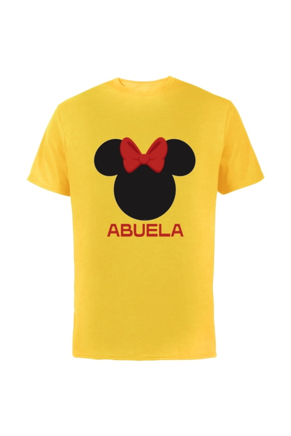 Minnie Mouse Abuela Red Bow Family Día de la Madre - Short Sleeve Cotton T-Shirt for Adults - Customized-Yellow