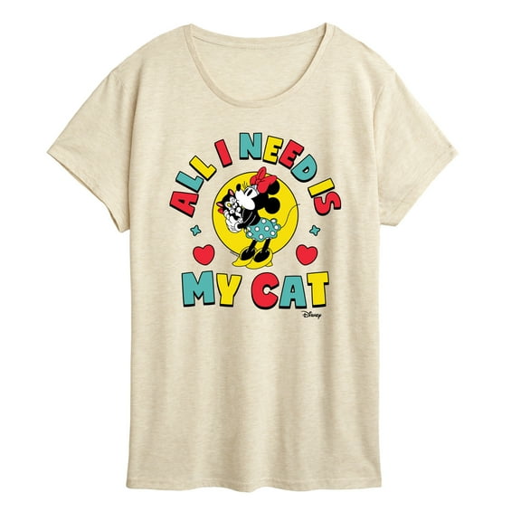 Disney - Minnie Mouse All I Need Is My Cat - Women's Short Sleeve Graphic T-Shirt