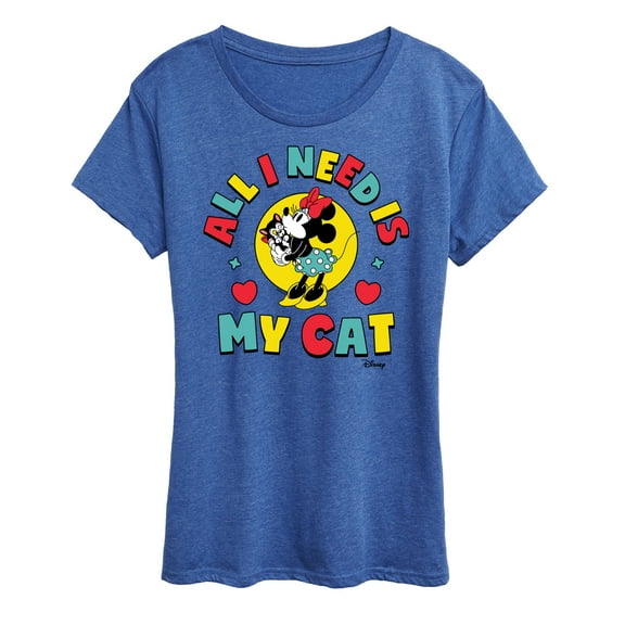 Disney - Minnie Mouse All I Need Is My Cat - Women's Short Sleeve Graphic T-Shirt
