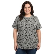 Disney Women's Plus Size Minnie Mouse T-Shirt Gray Tee Hearts All-Over Print