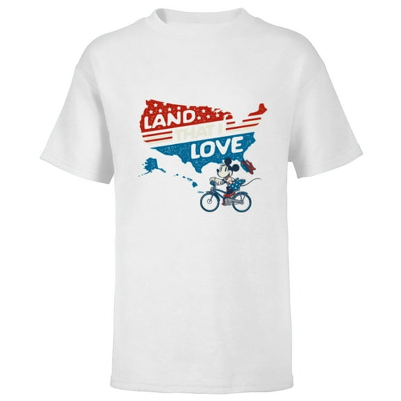 Disney Minnie Mouse America Land That I Love 4th of July - Short Sleeve T-Shirt for Kids - Customized-White