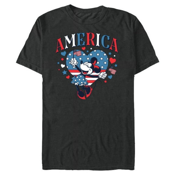 Disney Minnie Mouse America Retro Vintage Hearts 4th of July- Short Sleeve Blended T-Shirt for Adults - Customized-Dark Heather