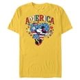 thumbnail image 1 of Disney Minnie Mouse America Retro Vintage Hearts 4th of July- Short Sleeve Blended T-Shirt for Adults - Customized-Yellow, 1 of 5