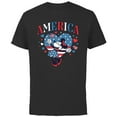 thumbnail image 1 of Disney Minnie Mouse America Retro Vintage Hearts 4th of July- Short Sleeve Cotton T-Shirt for Adults - Customized-Black, 1 of 5