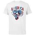 thumbnail image 1 of Disney Minnie Mouse America Retro Vintage Hearts 4th of July- Short Sleeve Cotton T-Shirt for Adults - Customized-White, 1 of 5