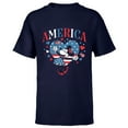 thumbnail image 1 of Disney Minnie Mouse America Retro Vintage Hearts 4th of July- Short Sleeve T-Shirt for Kids - Customized-Navy, 1 of 5