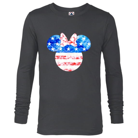 Disney Minnie Mouse American Flag Tie Dye - Long Sleeve T-Shirt for Men - Customized-Charcoal Heather