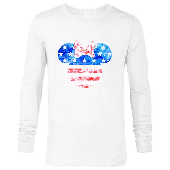 Disney Minnie Mouse American Flag Tie Dye - Long Sleeve T-Shirt for Men - Customized-White