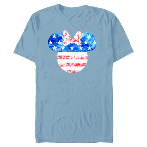 Disney Minnie Mouse American Flag Tie Dye - Short Sleeve Blended T-Shirt for Adults - Customized-Ocean Blue