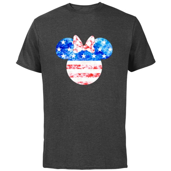 Disney Minnie Mouse American Flag Tie Dye - Short Sleeve Cotton T-Shirt for Adults - Customized-Charcoal