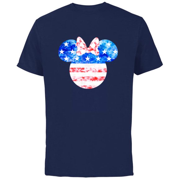 Disney Minnie Mouse American Flag Tie Dye - Short Sleeve Cotton T-Shirt for Adults - Customized-Navy