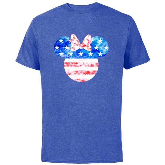 Disney Minnie Mouse American Flag Tie Dye - Short Sleeve Cotton T-Shirt for Adults - Customized-Royal Heather