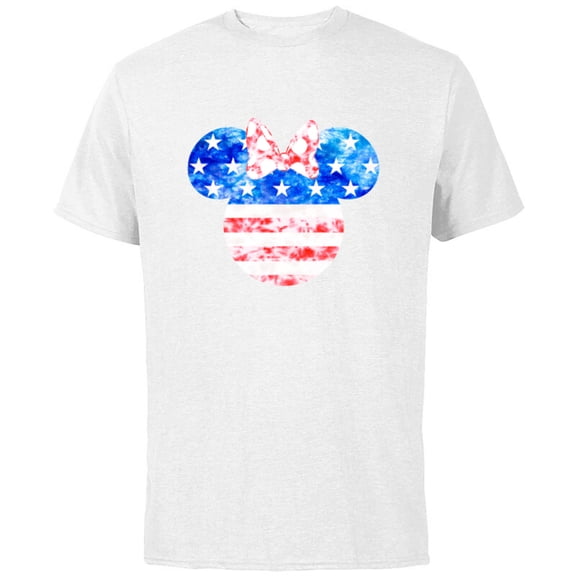 Disney Minnie Mouse American Flag Tie Dye - Short Sleeve Cotton T-Shirt for Adults - Customized-White