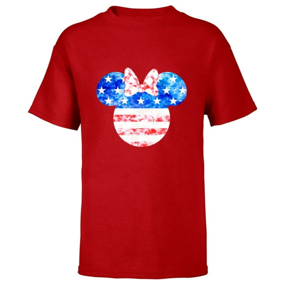 Disney Minnie Mouse American Flag Tie Dye - Short Sleeve T-Shirt for Kids - Customized-Red