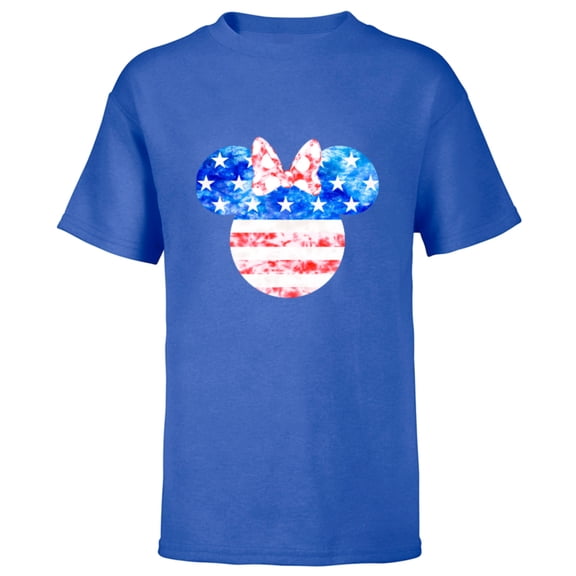 Disney Minnie Mouse American Flag Tie Dye - Short Sleeve T-Shirt for Kids - Customized-Royal
