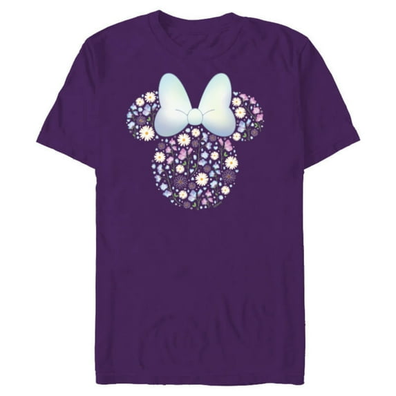 Disney Minnie Mouse April Birth Month Birthstone & Flowers - Short Sleeve Blended T-Shirt for Adults - Customized-Purple