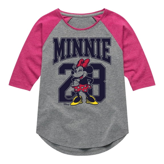 Disney - Minnie Mouse - Athletic Teammate 28 - Toddler & Youth Girls Raglan Graphic T-Shirt