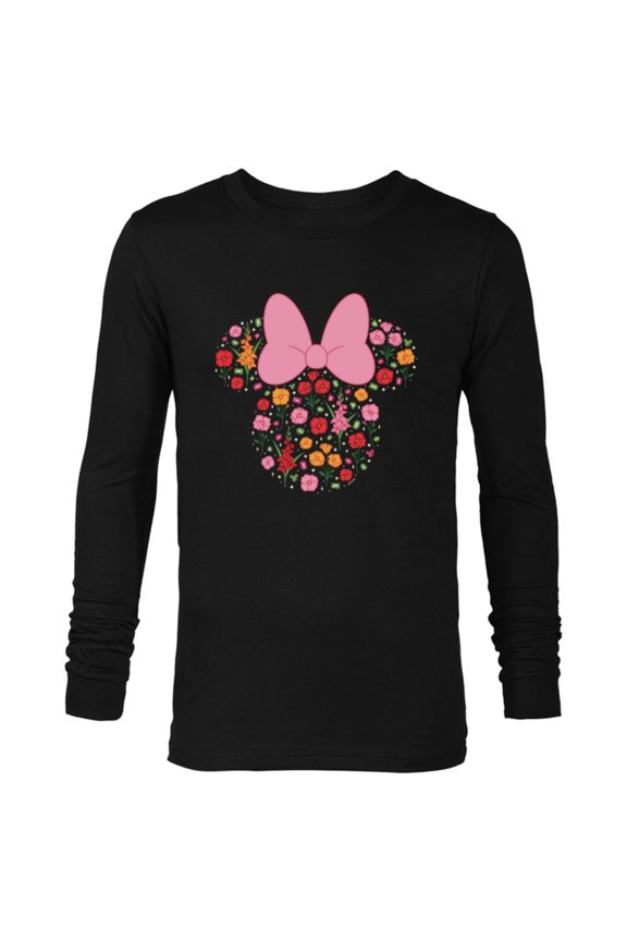 Minnie Mouse August Birth Month Birthstone & Flowers - Long Sleeve T-Shirt for Men - Customized-Black