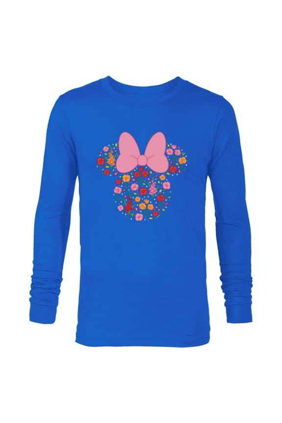 Minnie Mouse August Birth Month Birthstone & Flowers - Long Sleeve T-Shirt for Men - Customized-Navy