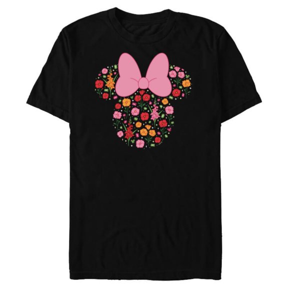 Disney Minnie Mouse August Birth Month Birthstone & Flowers - Short Sleeve Blended T-Shirt for Adults - Customized-Black