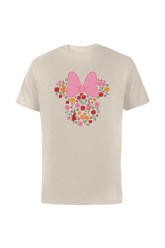 Minnie Mouse August Birth Month Birthstone & Flowers - Short Sleeve Cotton T-Shirt for Adults - Customized-Natural