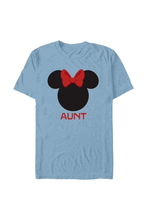 Minnie Mouse Aunt Family Red Bow Family Mother’s Day - Short Sleeve Blended T-Shirt for Adults - Customized-Ocean Blue