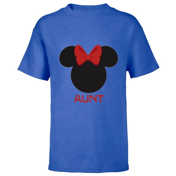 Disney Minnie Mouse Aunt Family Red Bow Family Mother’s Day - Short Sleeve T-Shirt for Kids - Customized-Royal