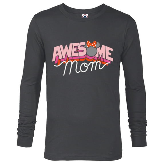 Disney Minnie Mouse Awesome Mom - Long Sleeve T-Shirt for Men - Customized-Charcoal Heather
