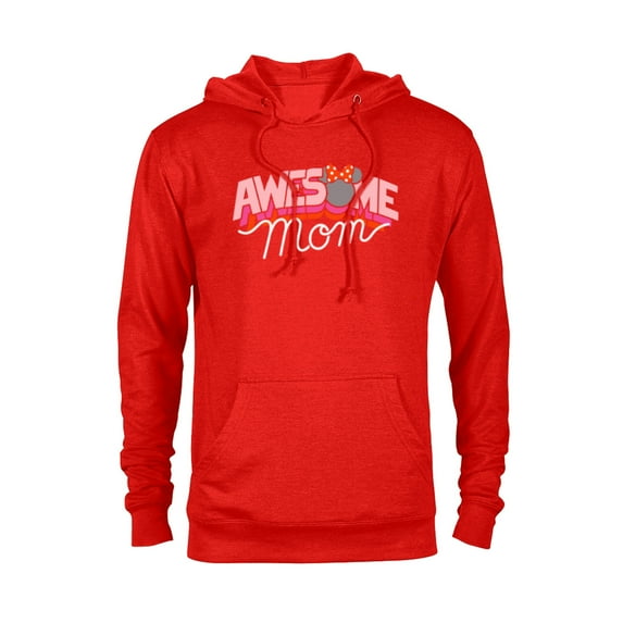 Disney Minnie Mouse Awesome Mom - Pullover Hoodie for Adults - Customized-Red